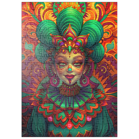 Darstellung des Puzzle Motivs Lebhafte Fantasiefigur in kunstvoller traditioneller Tracht puzzleplate Vibrant Fantasy Woman in Ornate Cultural Attire 200 Puzzle