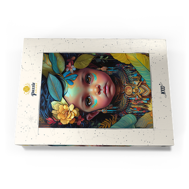 Darstellung des Puzzle Motivs Ethereal Child Portrait with Floral and Tribal Accents 1000 Puzzle Schachtel Ansicht3