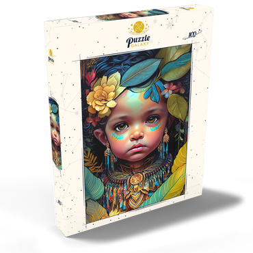 Darstellung des Puzzle Motivs Ethereal Child Portrait with Floral and Tribal Accents 100 Puzzle Schachtel Ansicht2