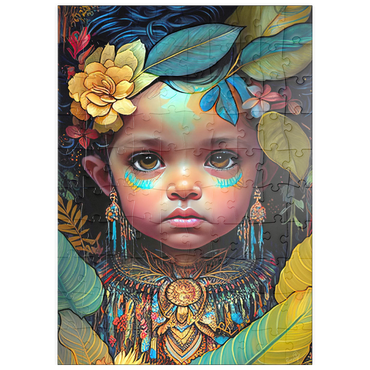 Darstellung des Puzzle Motivs puzzleplate Ethereal Child Portrait with Floral and Tribal Accents 100 Puzzle
