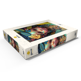 Alternative Darstellung des Puzzle-Motivs Ätherisches Kinderporträt mit floralen und tribalen Akzenten – Puzzleteile: 500