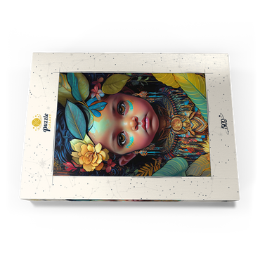 Darstellung des Puzzle Motivs Ethereal Child Portrait with Floral and Tribal Accents 500 Puzzle Schachtel Ansicht3