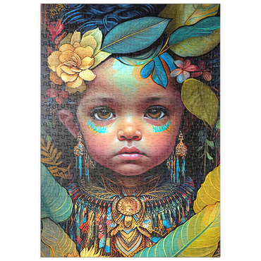 Darstellung des Puzzle Motivs puzzleplate Ethereal Child Portrait with Floral and Tribal Accents 500 Puzzle