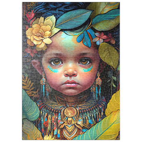 Darstellung des Puzzle Motivs Ätherisches Kinderporträt mit floralen und tribalen Akzenten puzzleplate Ethereal Child Portrait with Floral and Tribal Accents 500 Puzzle