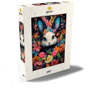 Darstellung des Puzzle Motivs Whimsical Bunny in a Floral Wonderland 1000 Puzzle Schachtel Ansicht2