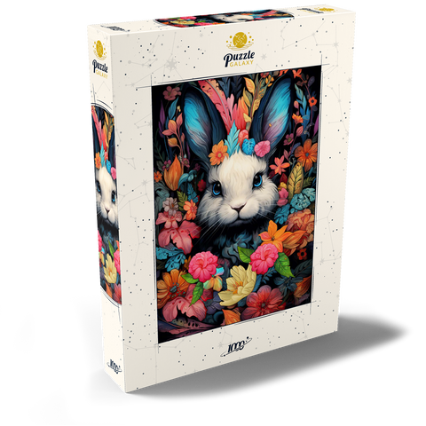 Darstellung des Puzzle Motivs Verspielter Hase im Blumenwunderland Whimsical Bunny in a Floral Wonderland 1000 Puzzle Schachtel Ansicht2