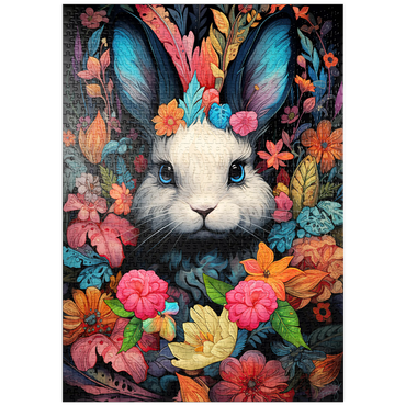 Darstellung des Puzzle Motivs puzzleplate Whimsical Bunny in a Floral Wonderland 1000 Puzzle