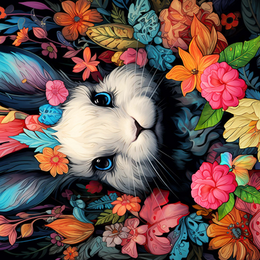 Darstellung des Puzzle Motivs Whimsical Bunny in a Floral Wonderland 1000 Puzzle 3D Modell
