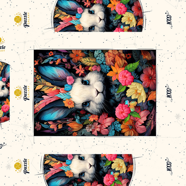 Darstellung des Puzzle Motivs Whimsical Bunny in a Floral Wonderland 1000 Puzzle Schachtel 3D Modell