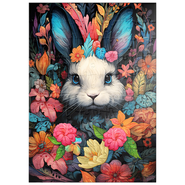 Darstellung des Puzzle Motivs puzzleplate Whimsical Bunny in a Floral Wonderland 100 Puzzle