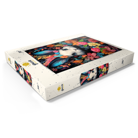 Alternative Darstellung des Puzzle-Motivs Verspielter Hase im Blumenwunderland – Puzzleteile: 200