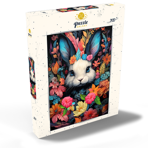 Darstellung des Puzzle Motivs Verspielter Hase im Blumenwunderland Whimsical Bunny in a Floral Wonderland 200 Puzzle Schachtel Ansicht2