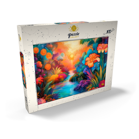 Darstellung des Puzzle Motivs Fantasy River Valley mit lebhaftem Sonnenuntergang Fantasy River Valley with Vibrant Sunset 100 Puzzle Schachtel Ansicht2