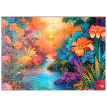 Darstellung des Puzzle Motivs puzzleplate Fantasy River Valley with Vibrant Sunset 100 Puzzle