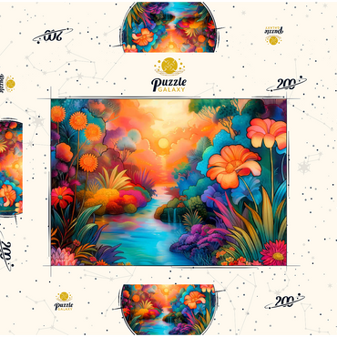 Darstellung des Puzzle Motivs Fantasy River Valley with Vibrant Sunset 200 Puzzle Schachtel 3D Modell