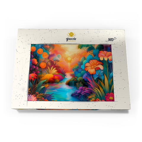 Darstellung des Puzzle Motivs Fantasy River Valley mit lebhaftem Sonnenuntergang Fantasy River Valley with Vibrant Sunset 500 Puzzle Schachtel Ansicht3
