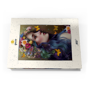 Darstellung des Puzzle Motivs Ethereal Woman with Floral Crown and Butterflies 1000 Puzzle Schachtel Ansicht3