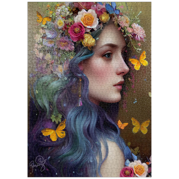 Darstellung des Puzzle Motivs puzzleplate Ethereal Woman with Floral Crown and Butterflies 1000 Puzzle