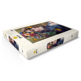 Alternative Darstellung des Puzzle-Motivs Ätherische Frau mit Blumenkranz und Schmetterlingen – Puzzleteile: 200