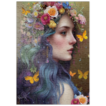 Darstellung des Puzzle Motivs puzzleplate Ethereal Woman with Floral Crown and Butterflies 200 Puzzle