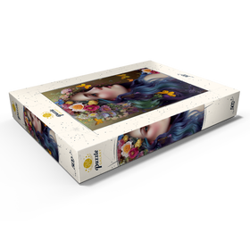 Alternative Darstellung des Puzzle-Motivs Ätherische Frau mit Blumenkranz und Schmetterlingen – Puzzleteile: 500