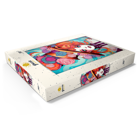 Alternative Darstellung des Puzzle-Motivs Verspielter Rosenhut und feuriges Haar-Porträt – Puzzleteile: 200