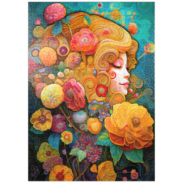 Darstellung des Puzzle Motivs puzzleplate Golden Floral Dreams in Swirling Harmony 1000 Puzzle