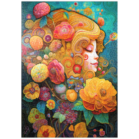 Darstellung des Puzzle Motivs Goldene Blumenträume in wirbelnder Harmonie - Puzzleteile: 1000