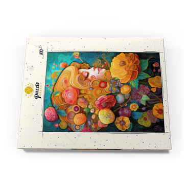 Darstellung des Puzzle Motivs Golden Floral Dreams in Swirling Harmony 100 Puzzle Schachtel Ansicht3