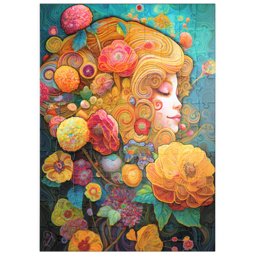 Darstellung des Puzzle Motivs puzzleplate Golden Floral Dreams in Swirling Harmony 100 Puzzle