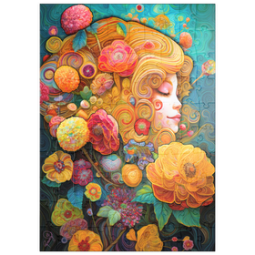 Darstellung des Puzzle Motivs Goldene Blumenträume in wirbelnder Harmonie - Puzzleteile: 100