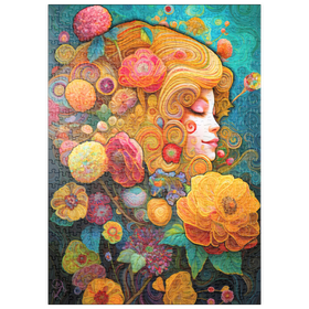 Darstellung des Puzzle Motivs Goldene Blumenträume in wirbelnder Harmonie - Puzzleteile: 500