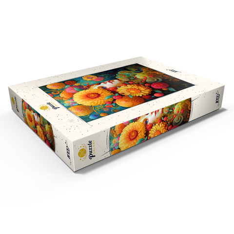 Darstellung des Puzzle Motivs Sonnenbeschienene Blüten und Himbeerträume Sunlit Blossoms and Raspberry Dreams 1000 Puzzle Schachtel Ansicht1