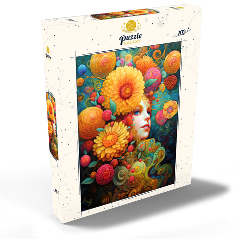 Darstellung des Puzzle Motivs Sonnenbeschienene Blüten und Himbeerträume Sunlit Blossoms and Raspberry Dreams 100 Puzzle Schachtel Ansicht2
