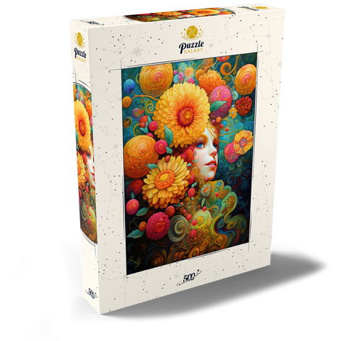 Darstellung des Puzzle Motivs Sonnenbeschienene Blüten und Himbeerträume Sunlit Blossoms and Raspberry Dreams 500 Puzzle Schachtel Ansicht2