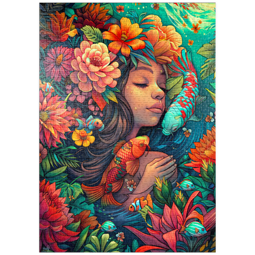 Darstellung des Puzzle Motivs puzzleplate Underwater Dream with Koi and Blooms 1000 Puzzle