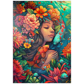 Darstellung des Puzzle Motivs Unterwasser-Traum mit Koi und Blüten - Puzzleteile: 1000