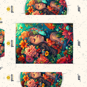 Darstellung des Puzzle Motivs Underwater Dream with Koi and Blooms 1000 Puzzle Schachtel 3D Modell