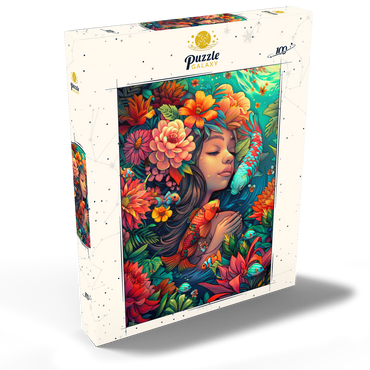 Darstellung des Puzzle Motivs Underwater Dream with Koi and Blooms 100 Puzzle Schachtel Ansicht2