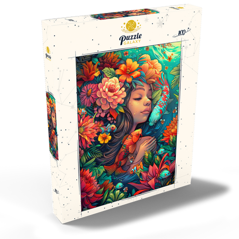 Darstellung des Puzzle Motivs Unterwasser-Traum mit Koi und Blüten Underwater Dream with Koi and Blooms 100 Puzzle Schachtel Ansicht2