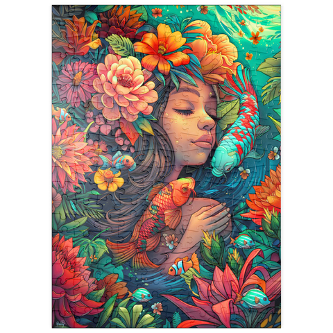 Darstellung des Puzzle Motivs Unterwasser-Traum mit Koi und Blüten puzzleplate Underwater Dream with Koi and Blooms 200 Puzzle