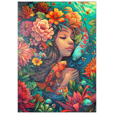 Darstellung des Puzzle Motivs puzzleplate Underwater Dream with Koi and Blooms 500 Puzzle