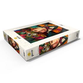 Alternative Darstellung des Puzzle-Motivs Verspielter Steampunk-Gentleman mit Hut, verziert mit Blumen und Uhren – Puzzleteile: 1000