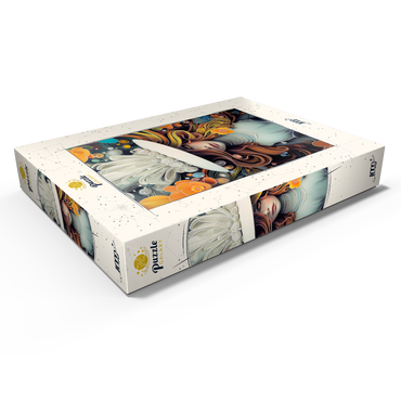 Darstellung des Puzzle Motivs Mystical Woman in Feathered White Hat 1000 Puzzle Schachtel Ansicht1