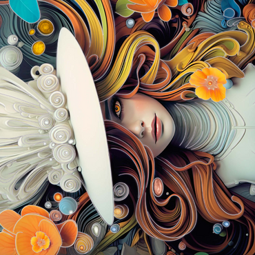 Darstellung des Puzzle Motivs Mystical Woman in Feathered White Hat 1000 Puzzle 3D Modell