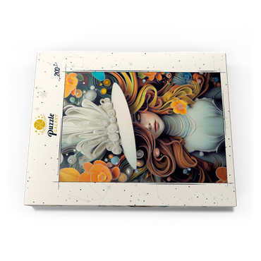 Darstellung des Puzzle Motivs Mystical Woman in Feathered White Hat 200 Puzzle Schachtel Ansicht3