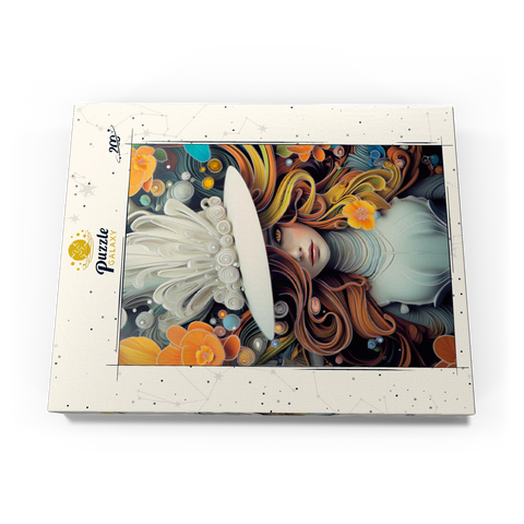 Darstellung des Puzzle Motivs Mystische Frau mit weißem Federhut Mystical Woman in Feathered White Hat 200 Puzzle Schachtel Ansicht3