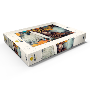 Darstellung des Puzzle Motivs Mystical Woman in Feathered White Hat 500 Puzzle Schachtel Ansicht1