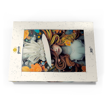 Darstellung des Puzzle Motivs Mystical Woman in Feathered White Hat 500 Puzzle Schachtel Ansicht3