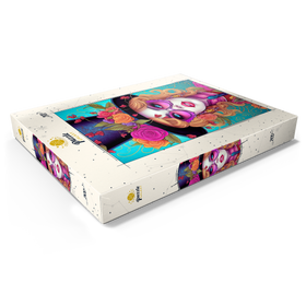 Darstellung des Puzzle Motivs Glamouröse Frau mit Blumen-Zylinderhut - Puzzleteile: 200